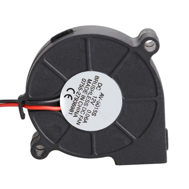 DC 12V 0.06A 50x15mm Black Brushless Cooling Blower Fan 2 Wires 5015S 