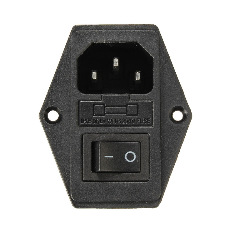 3 Pin IEC320 C14 Inlet Module Plug Fuse Switch Male Power Socket 10A 220V