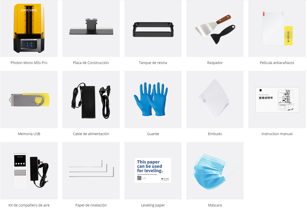 que contiene mono m5s pro impresora de resina