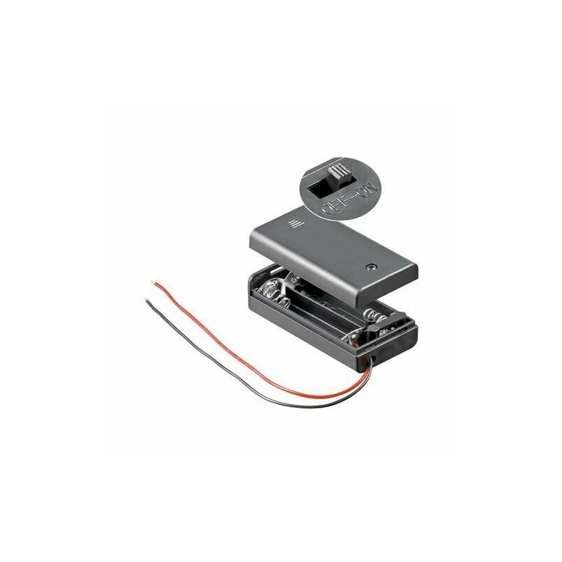2 x AA Battery Holder Box, With Cover/on-off