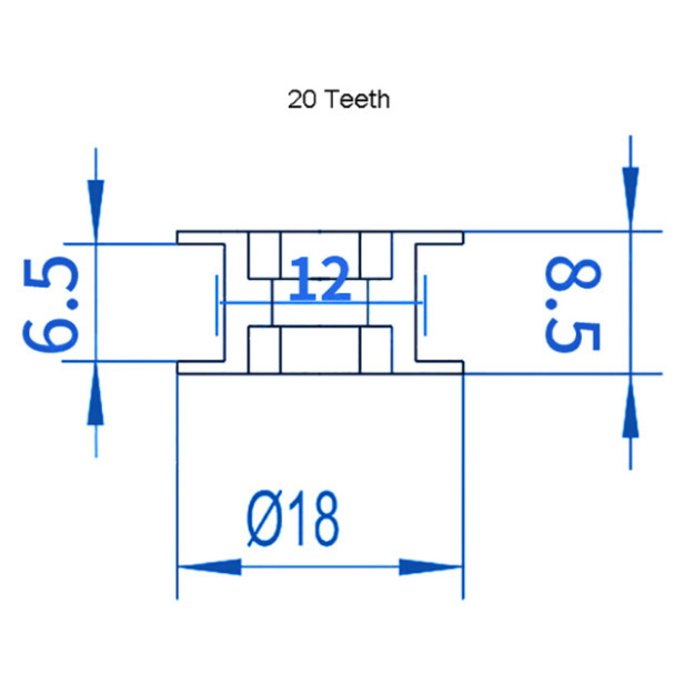 POLEA GT2 20 DIENTES TIPO H