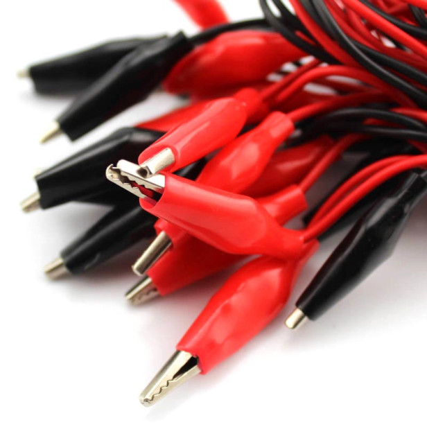 Cables con Pinzas de Cocodrilo 40cm Rojo Negro | Createc 3D