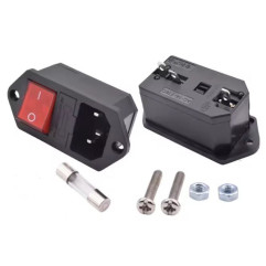 Enchufe de Corriente Entrada Macho con Interruptor 220V 3 Pin IEC320 C14