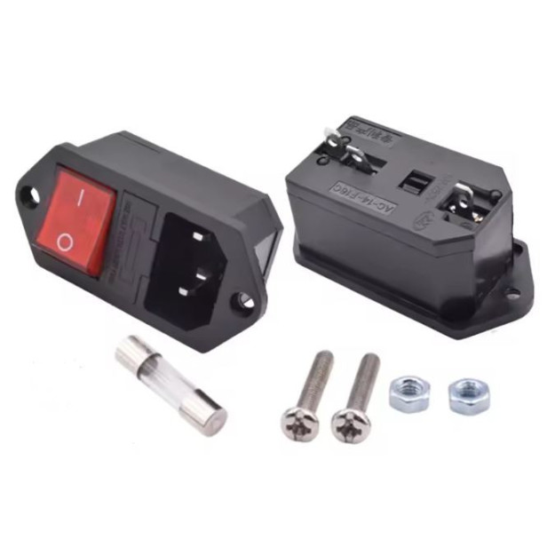 Módulo Enchufe AC 3 Terminales + Interruptor Iluminado + Fusible 10A |