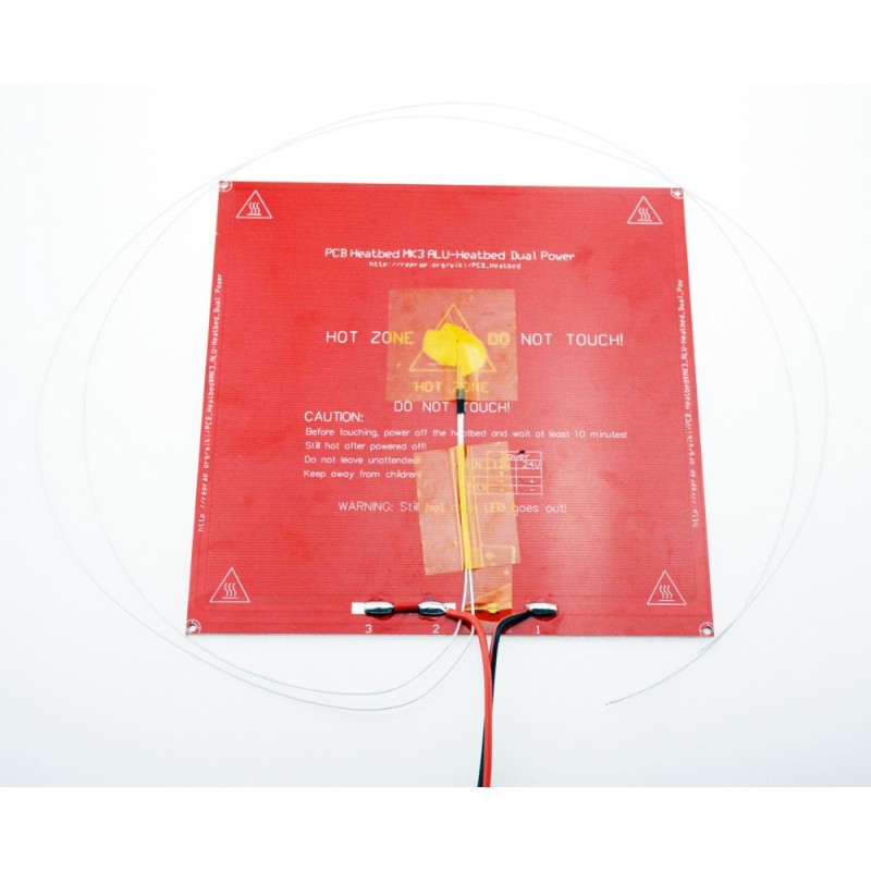 Cama caliente MK3 aluminio con termistor y cables
