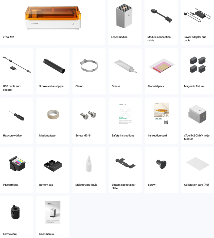 Contenido xTool M2 Color Print and Cut Bundle